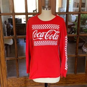 Red “Coca-Cola” checkered long sleeve tee
